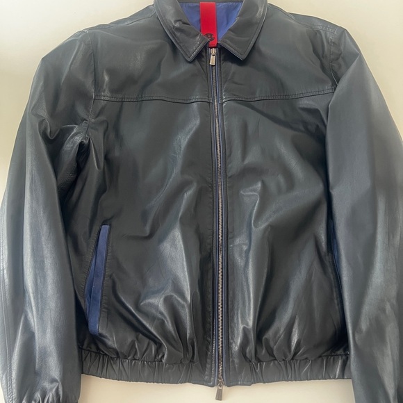 Baldinini Men's Blue Leather Jacket - Picture 5 of 12